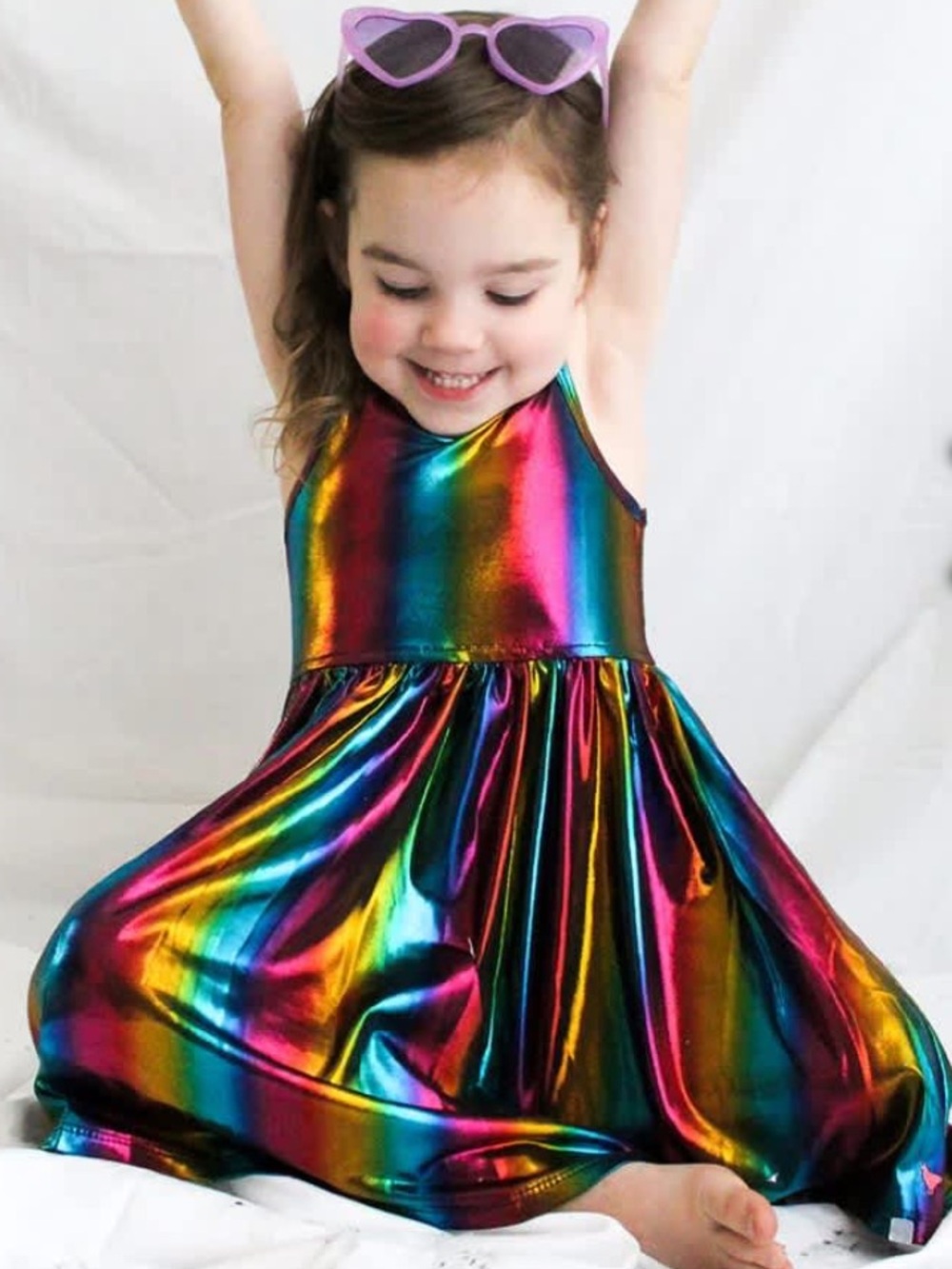 Pink chicken Liza lamè dark rainbow dress Sz 5